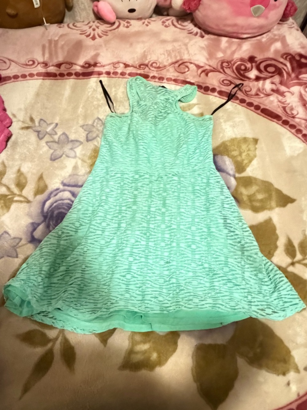 Unbranded Mint Textured Casual Fit-and-Flare Dress